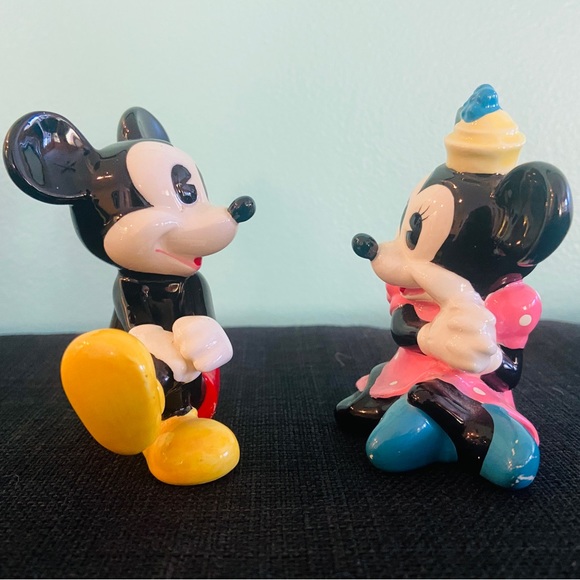 Set/2 Mickey & Minnie Mouse Ceramic Figurines Walt Disney Figurine Made in Japan - Picture 4 of 6